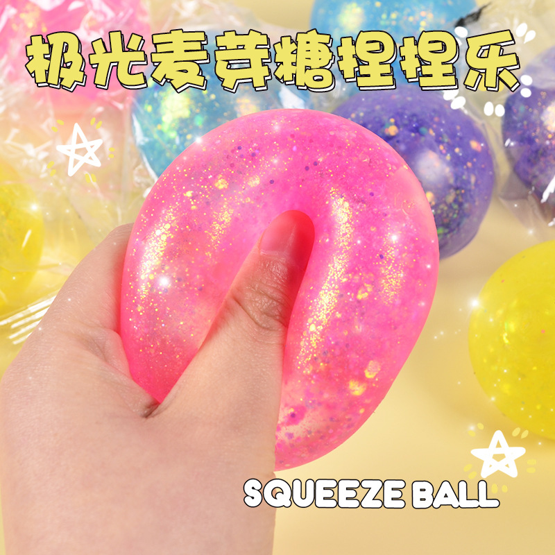 Best-Seller on Douyin Malt Sugar Squeezing Toy Pearl Decompression Artifact Aurora Vent Ball Squishy Toys Syrup Ball