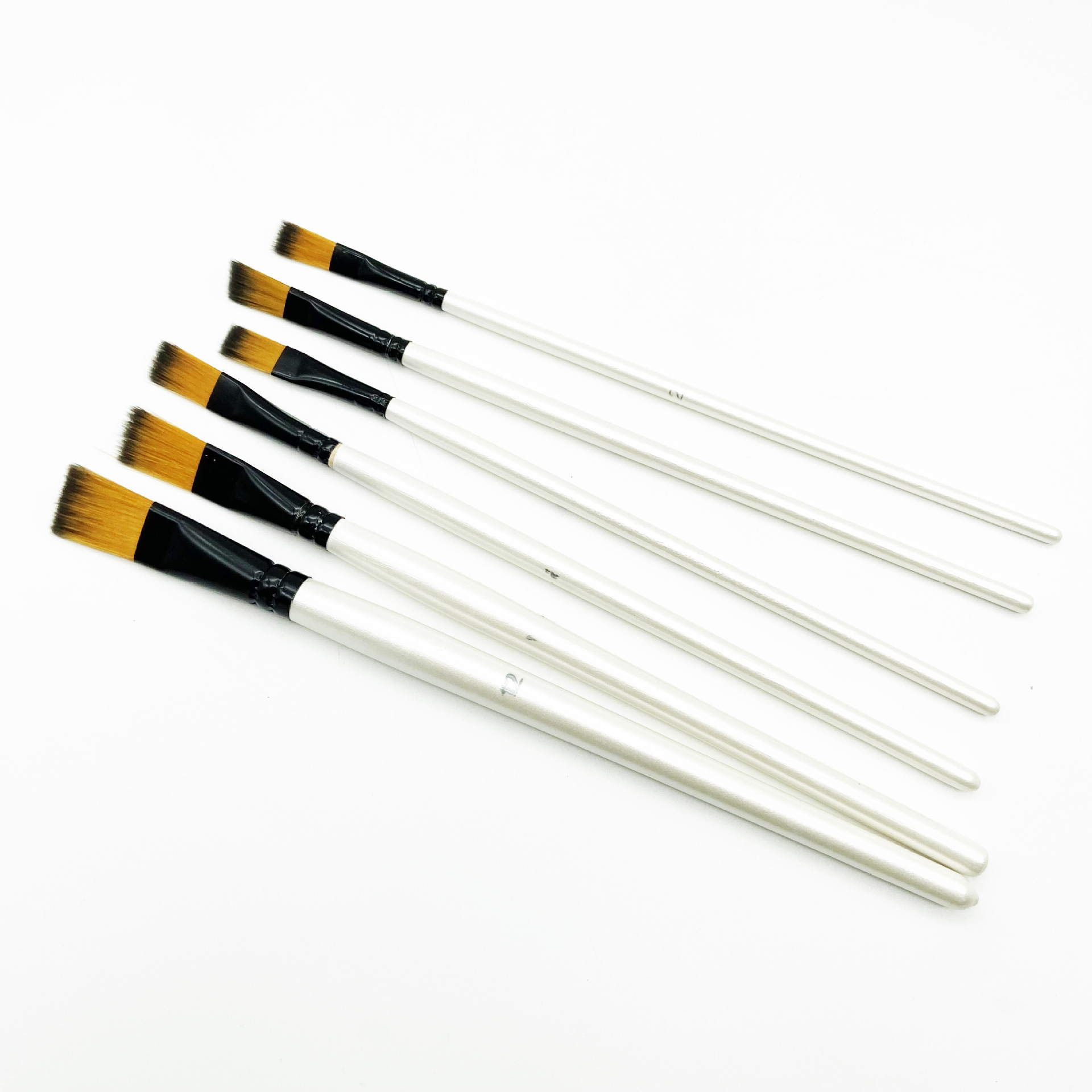 Toner Brush Set Wholesale 6 Pcs Watercolor Brush White Penholder Gouache Pen Flat Oil Painting Brush Cross-Border Hot