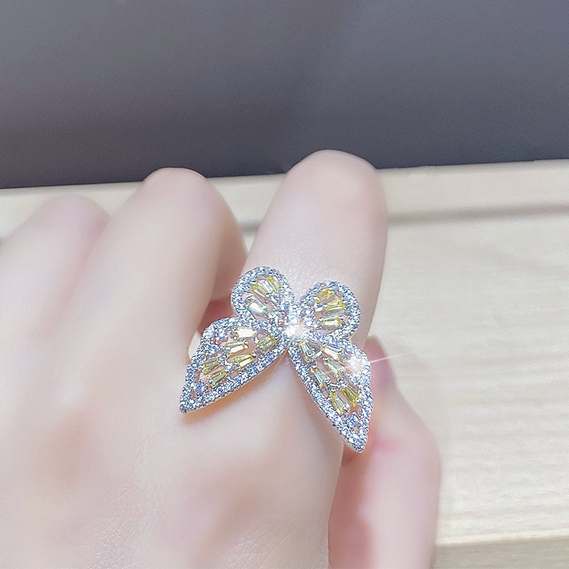 Super Fairy Zircon Butterfly Opening Ring Women's Fashion Graceful Personality Trendy Korean Style Internet Celebrity Normcore Style Ring Women's Jewelry