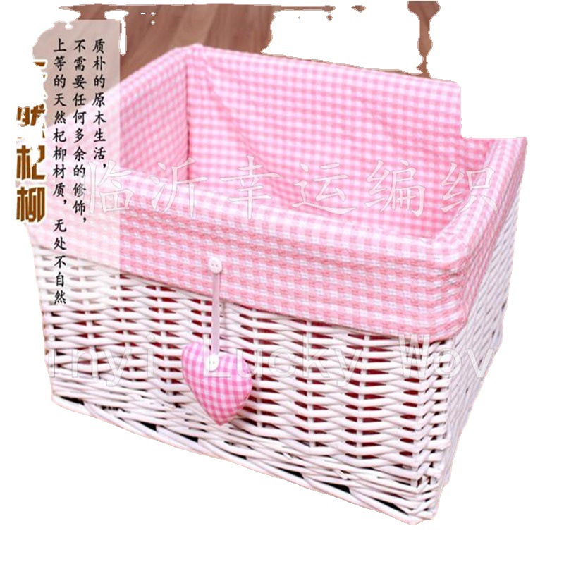 Shandong Factory Specializes in Willow Rattan Hotel Supplies Basket Including the Lining Cloth Willow Woven Dirty Clothes Storage Basket Factory Wholesale