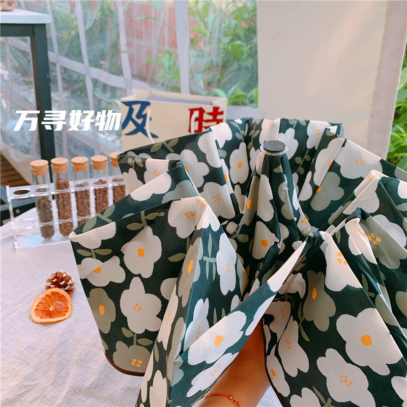 Rain and Rain Dual-Use Umbrella Japanese Style Simple Fresh Sun Floral Sun Shade Vinyl Portable Models Foldable Sun Protection for Students