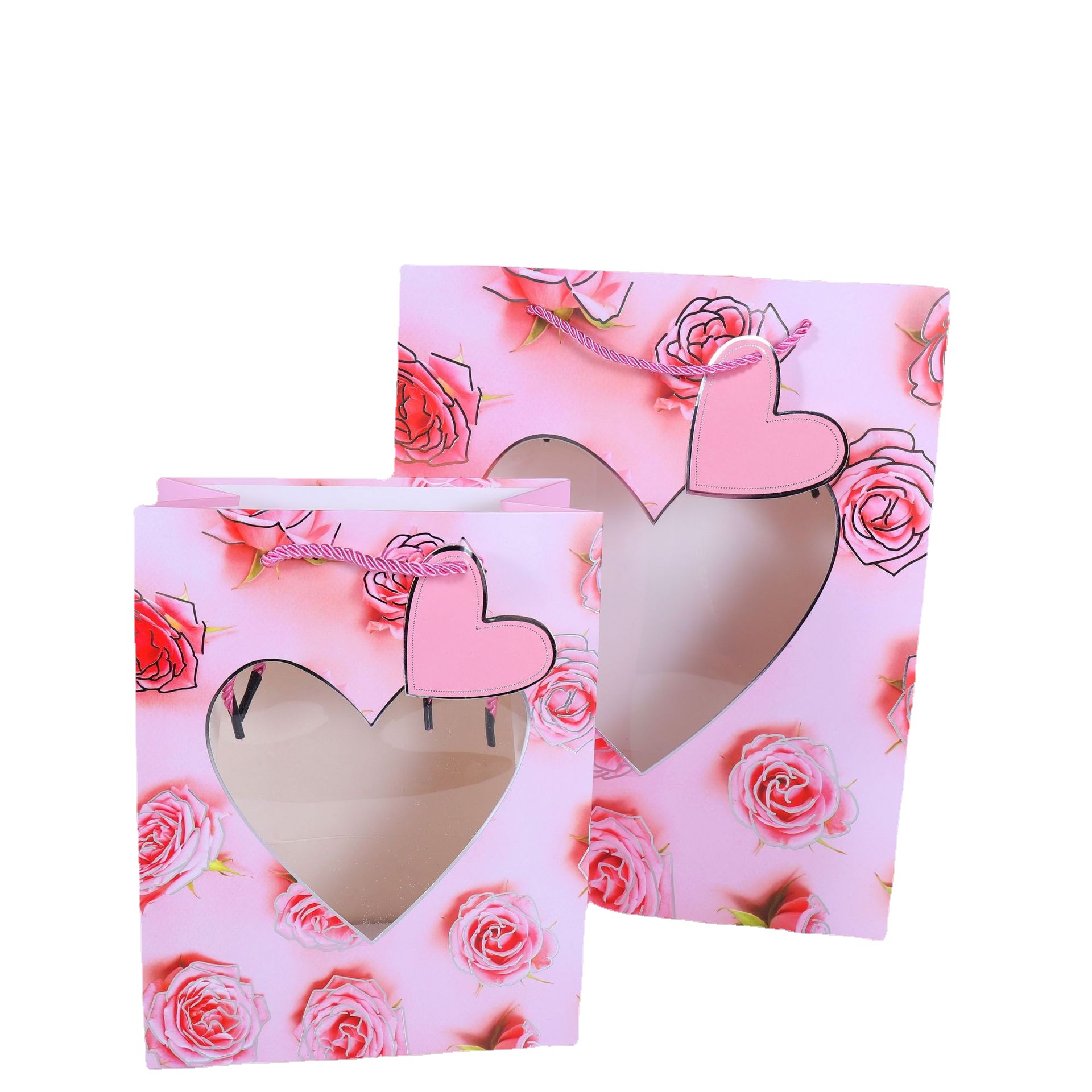 Mother's Day Gift Paper Bag in Stock Wholesale PVC Transparent Skylight Gift Tote Bag Love