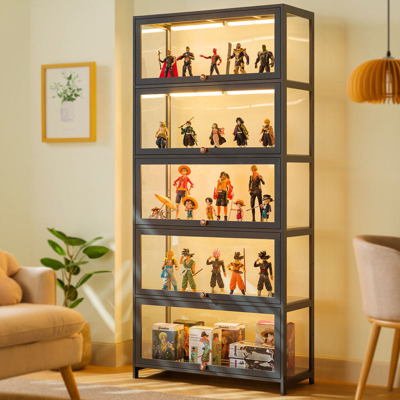 Hand-Made Display Cabinet Imitation Glass Transparent and Dustproof Showcase Lego Toy Acrylic Storage Box Bookcase Shelf