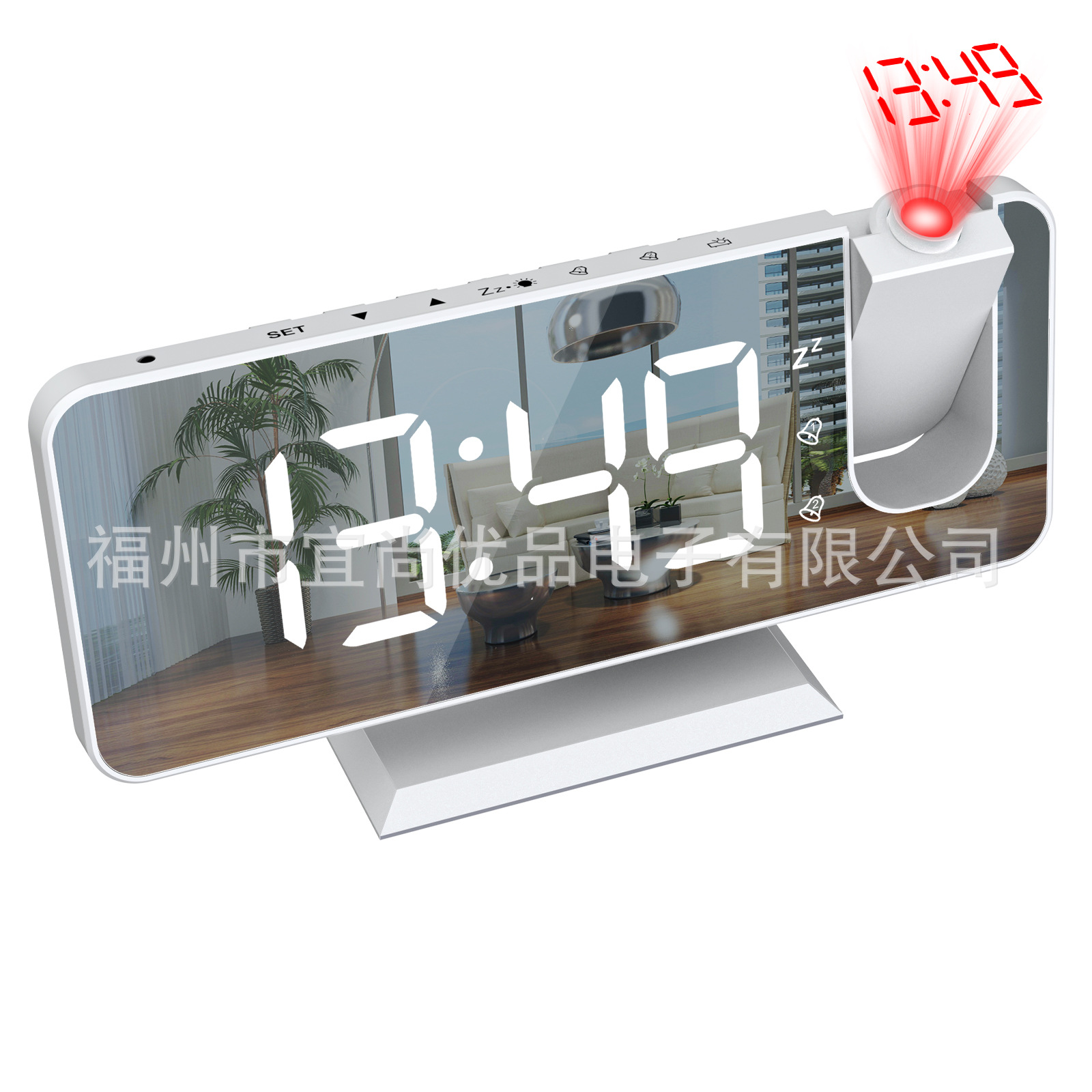 2022 Amazon Cross-Border New Arrival Double Alarm Clock Projection Electronic Clock Led Mirror Mirror Large Screen Alarm Clock