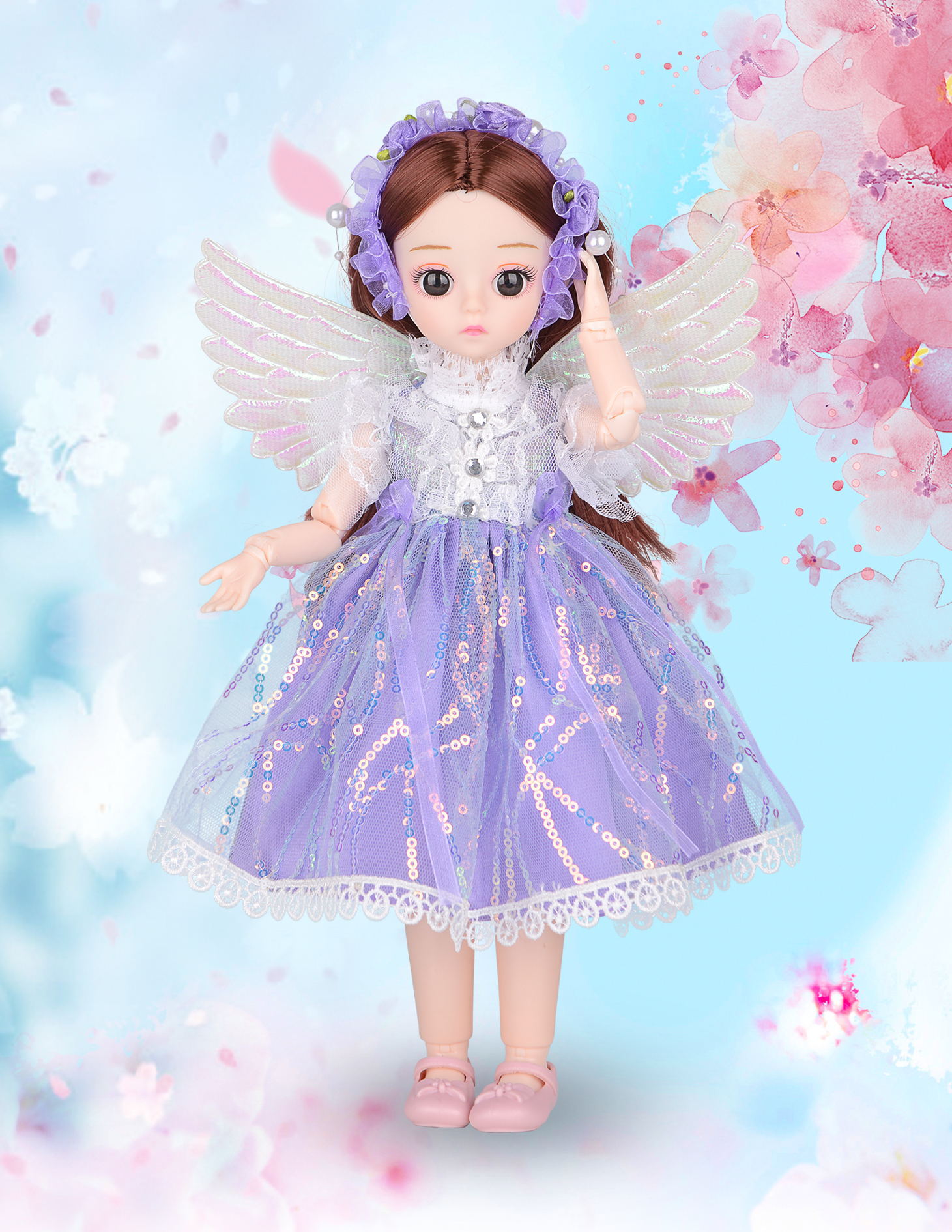 New 30cm Doll 6 Points BJD Doll Clothes Angel with Wings Music Singing Doll Princess 61 Toy