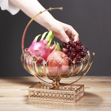 美式客厅茶几家用收纳糖果盘装饰摆件欧式轻奢水晶玻璃水果盘创意