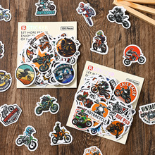 100张摩托车涂鸦贴纸 复古狂野飙车装饰头盔机车滑板桌面防水贴画