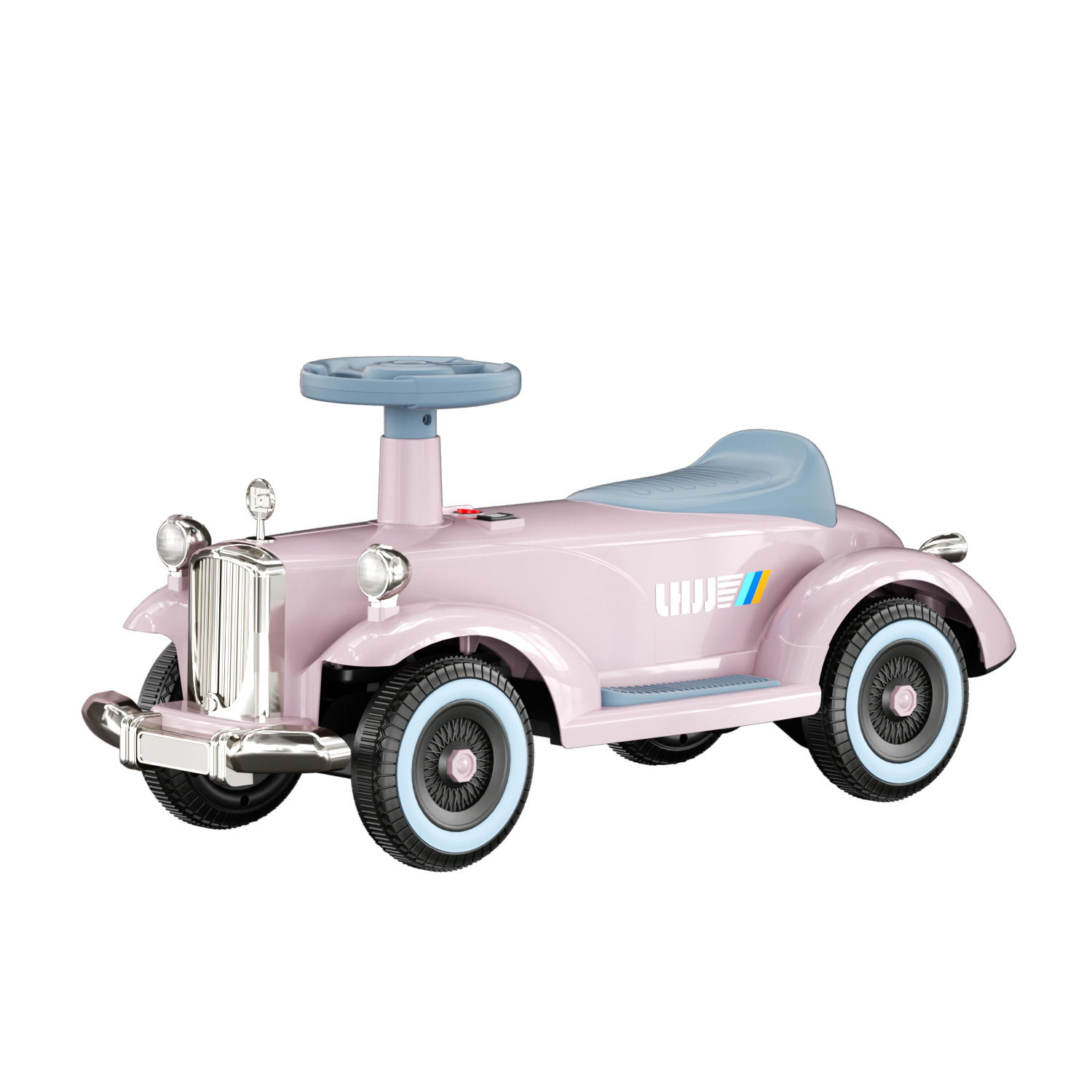 新款复古老爷车电动儿童四轮汽车音乐灯光宝宝可坐电动童车