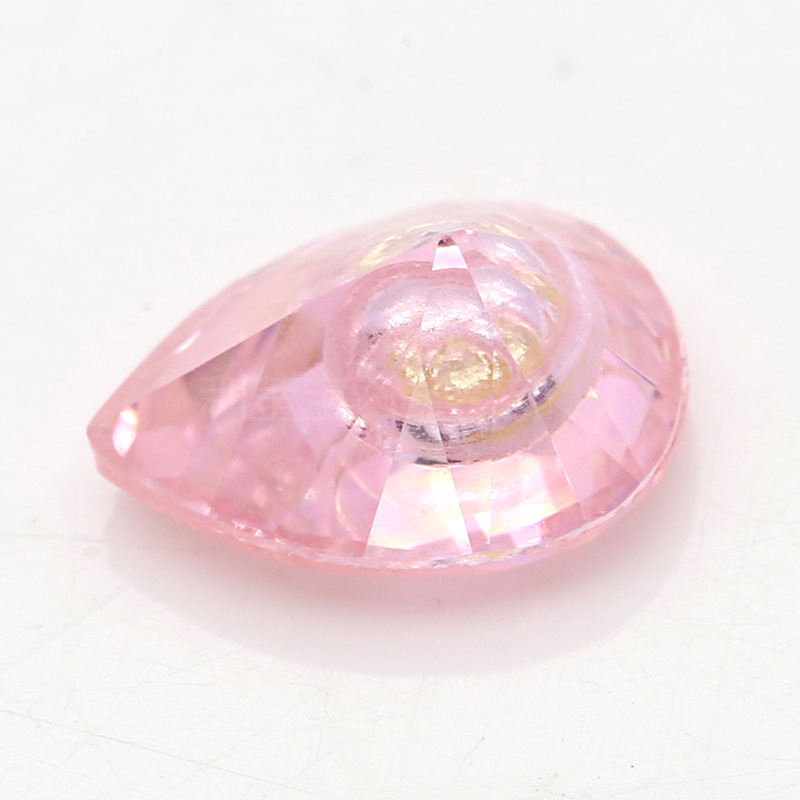 粉红梨形 6x8mm钻中钻锆石 粉色立方氧化锆 戒面首饰镶嵌裸石