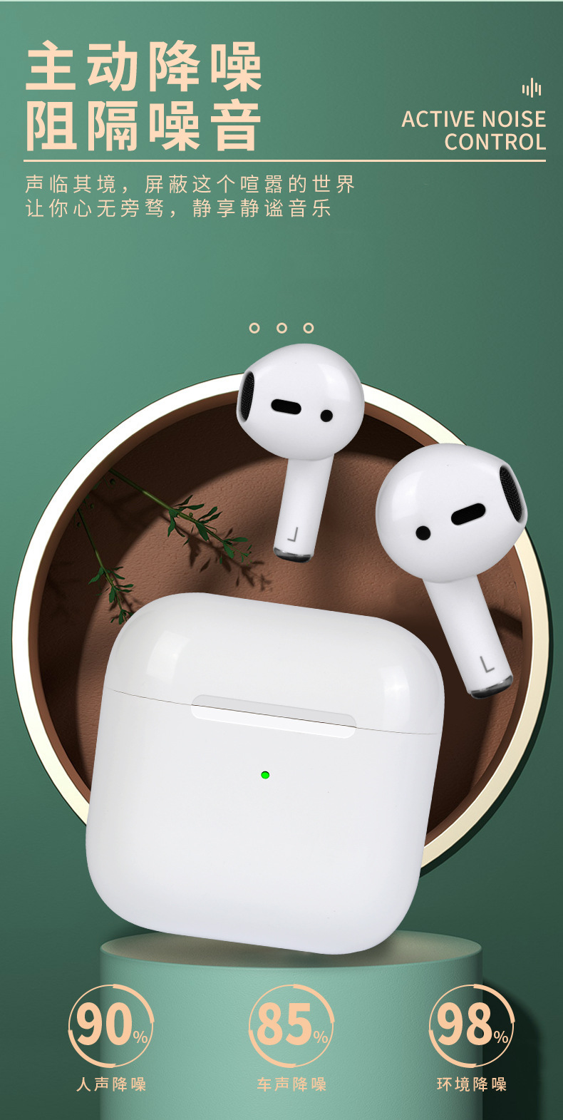 新款华强北真四代蓝牙耳机 pro4无线改名定位5.0运动适用苹果安卓