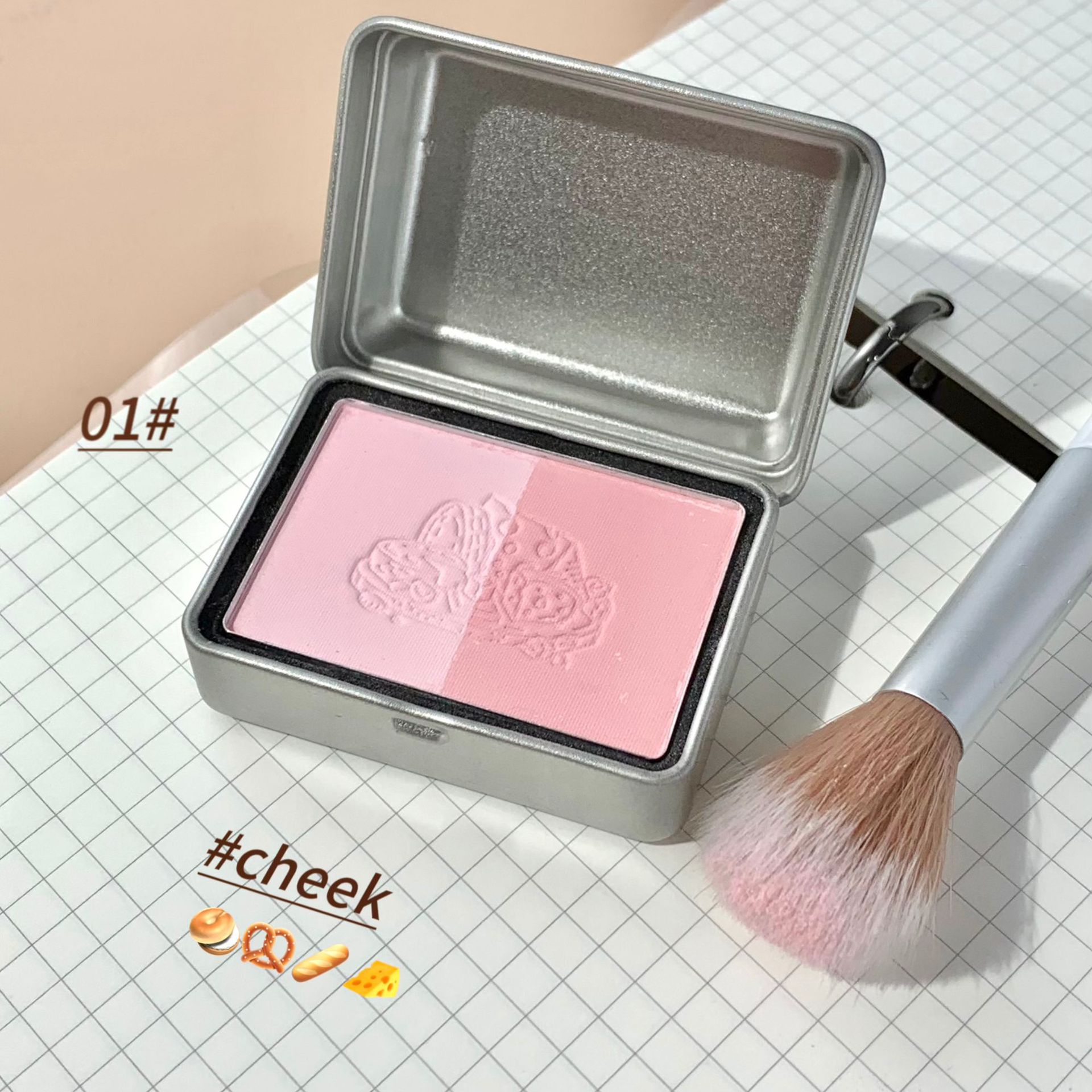 Kekemood Peninsula Iron Box Monochrome Gradient Blush Gray Pink Matte White Makeup Girl Fake Plain All-Match