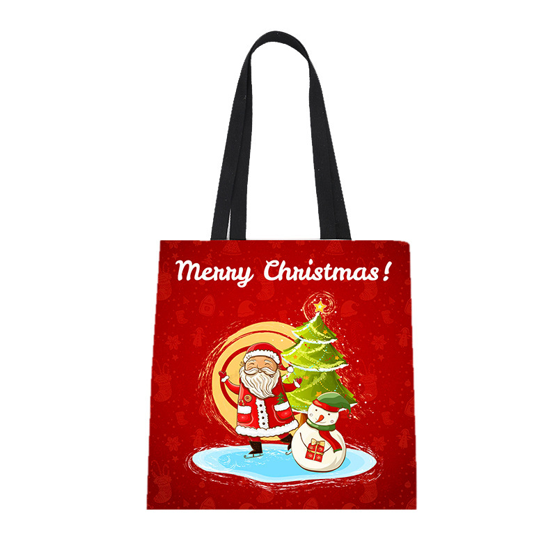 New Amazon Hot Sale Christmas Printed Santa Claus Non-Woven Handbag in Stock