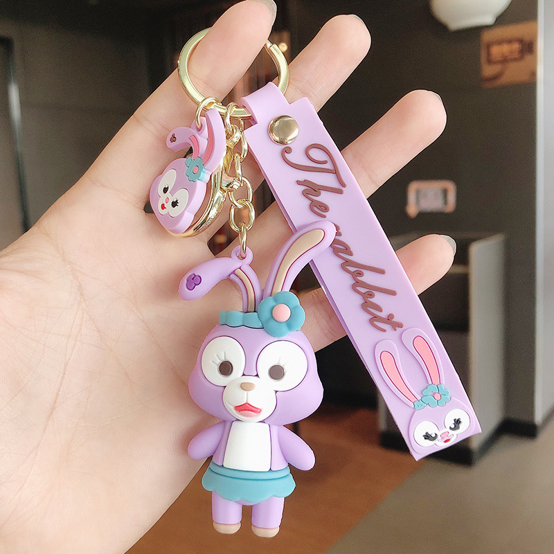 Creative Silicone Cartoon Rabbit Keychain Pendant Cute Backpack Ornaments Car Key Chain Small Gifts Wholesale