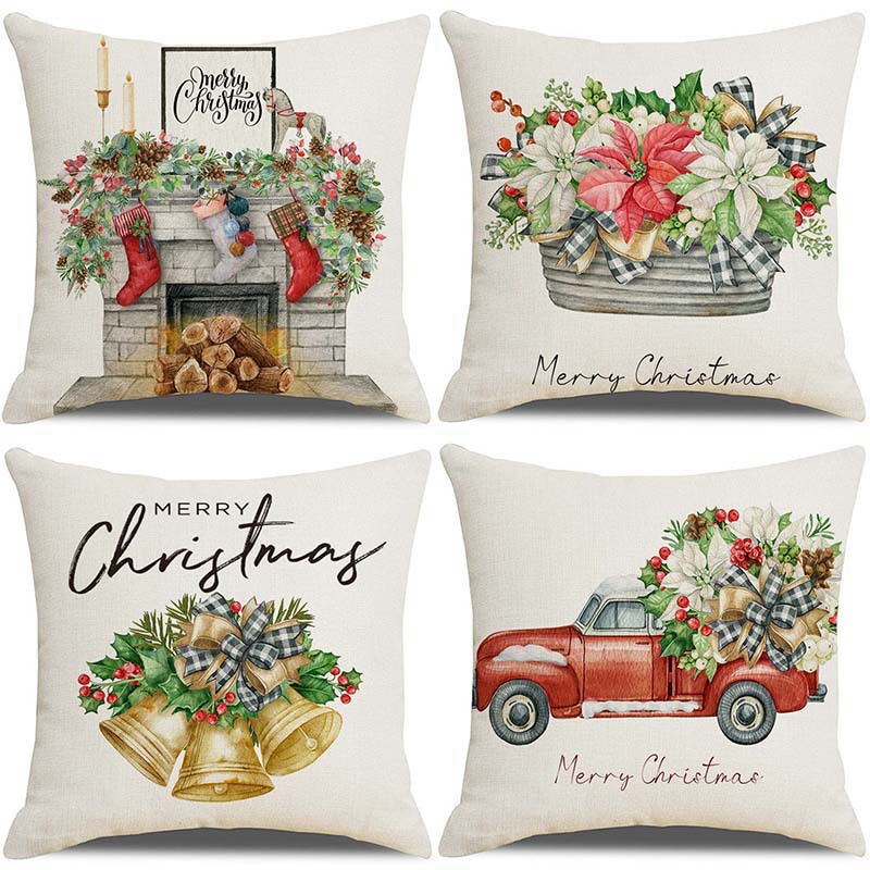 [Clothes] Amazon Christmas Pillow Cover Christmas Plaid Sofa Living Room Throw Pillowcase Pillowcase Combination