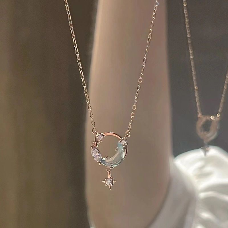 Star Moon Necklace Female Clavicle Chain Light Luxury Minority Design High Sense Ins Girlfriend Gifts Gentle Fairy Fashion