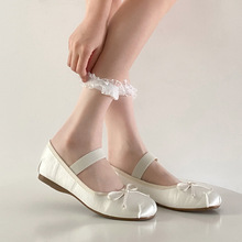 日系JK洛丽塔白色短袜春夏季薄款透肉堆堆袜蕾丝花边黑色袜子女