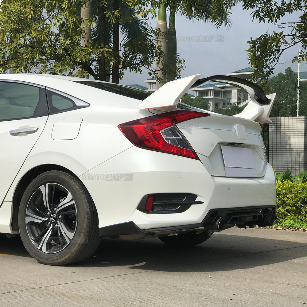 适用2016-2020本田十代思域改装定风翼typer款跑车尾翼免打孔装饰