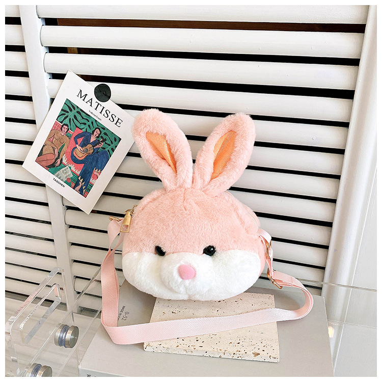 Girl's Autumn and Winter New Plush Animal Bag Cute Rabbit Shoulder Messenger Bag Cartoon Doll Coin Purse Wholesale