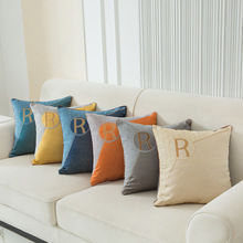 大R字母抱枕柔软亲肤绣字母现代简约轻奢客厅床头靠枕含芯抱枕套