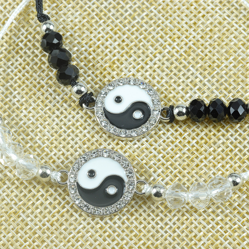 Cross-Border Hot Yin Yang Tai Chi Gossip Couple Bracelet Temu Supply Spot Crystal Bracelet