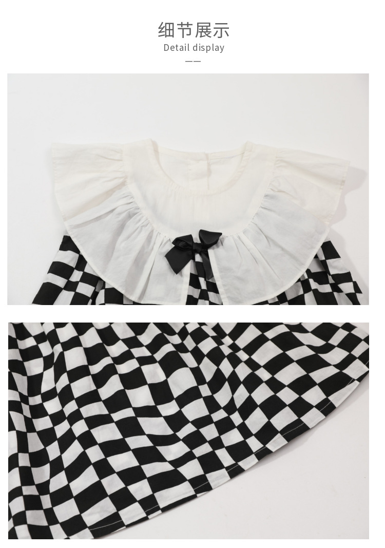 女童洋气网红连衣裙儿童夏季棉布格子裙小女孩宝宝公主裙夏天裙子