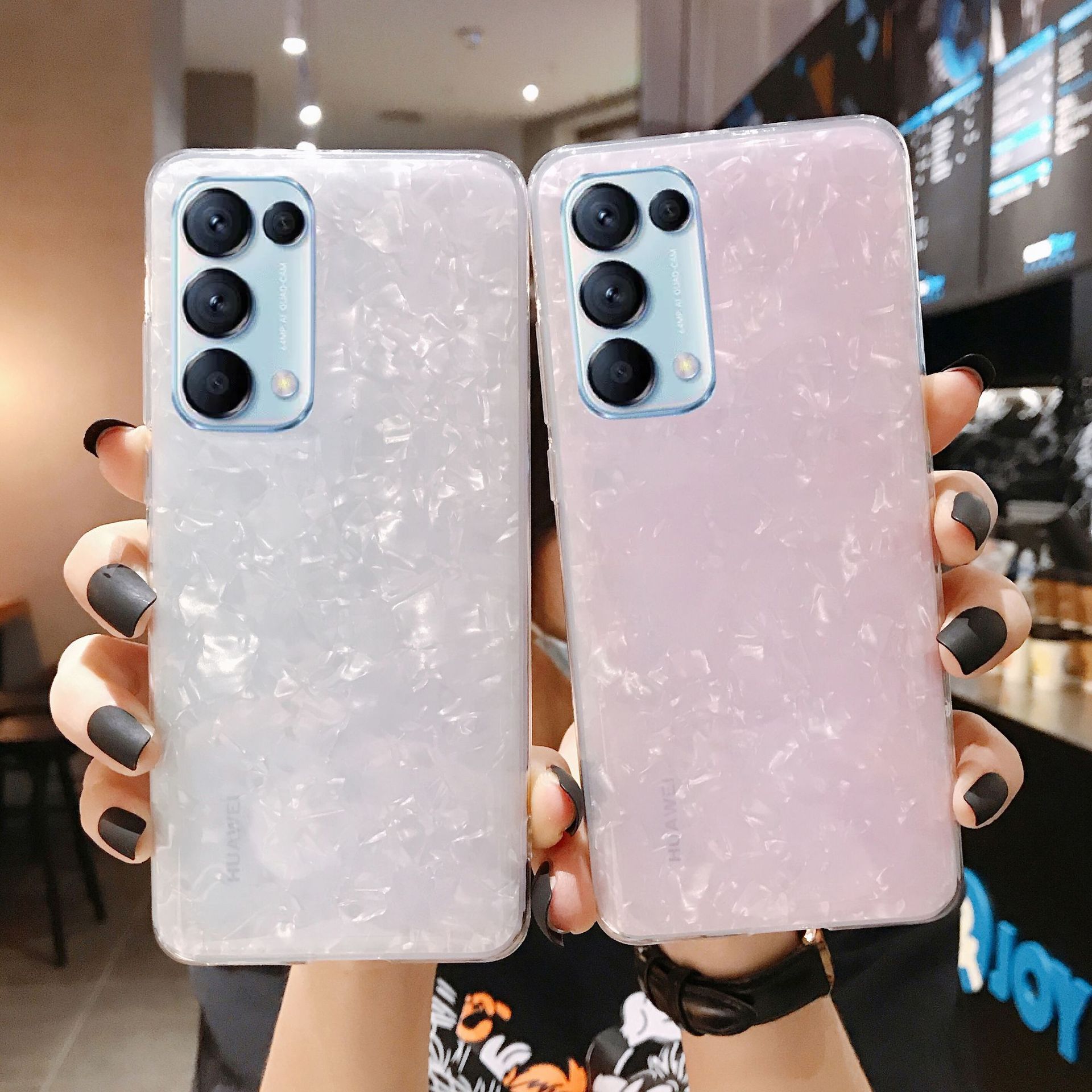 适用opporeno5pro手机壳亚克力透明reno5保护套imd大理石纹现货