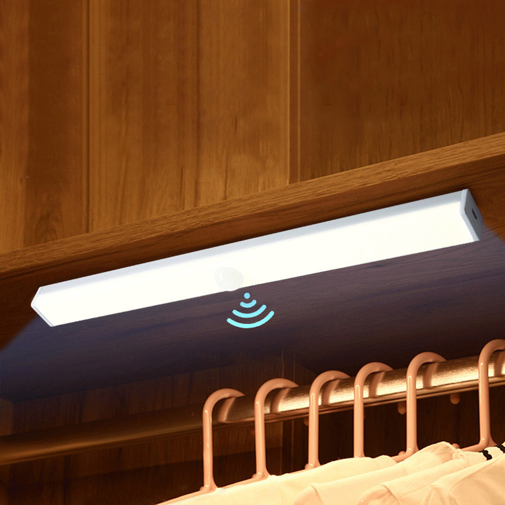 长条人体感应小夜灯带无线自粘 充电衣柜鞋柜橱柜灯led柜底灯厨房