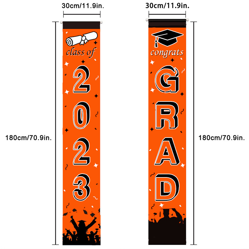 2023 Cross-Border New Arrival Graduation Season Banner Couplet Indoor and Outdoor Porch Hanging Party Supplies Flag Customization