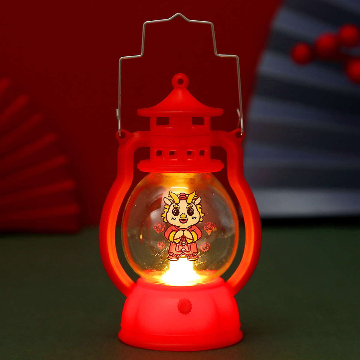 New Spring Festival Portable Light-Emitting Small Oil Lantern Dragon Year GD Lantern Festival Children Cartoon Barn Lantern Festive Lantern Toys