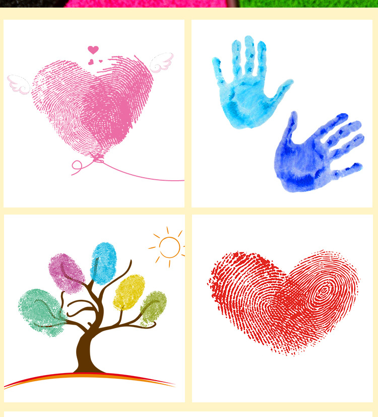 幼儿园儿童彩色手指画印泥拓印涂鸦手印盘学生可水洗绘画颜料盘