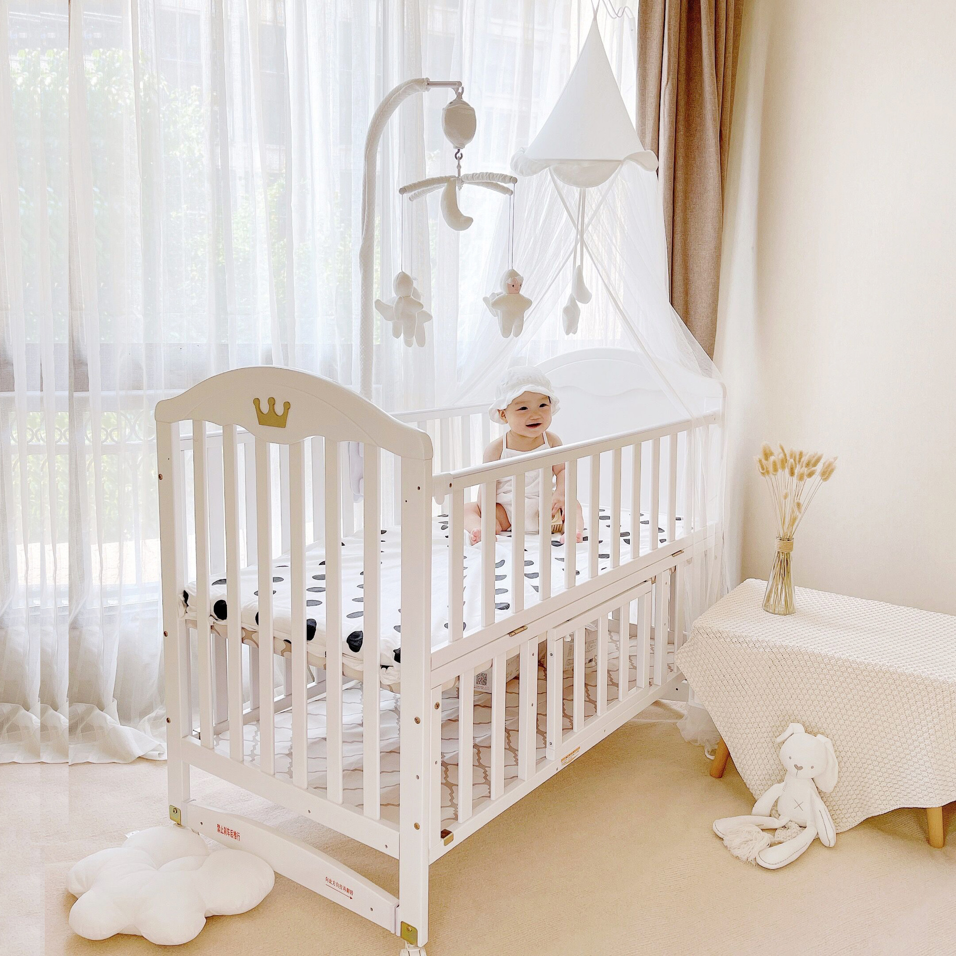 特价清仓欧美品质实木婴儿床拼接大床多功能bb床新生儿童床宝宝床