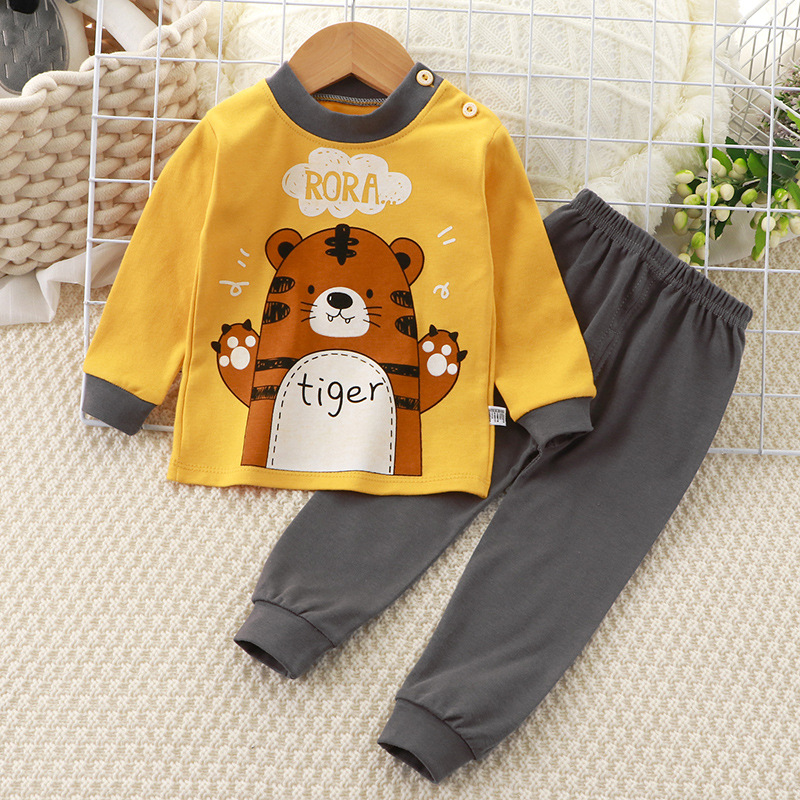 Children's Underwear Suit Cotton New Boys Autumn Clothing Pajamas Baby Girl Long Johns Top Long Johns Home Wear Children's Clothing Wholesale