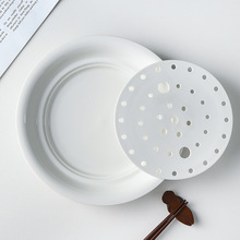 家用陶瓷水饺盘多孔双层沥水盘子创意饺子盘菜盘托盘蒸盘蒸架蒸片