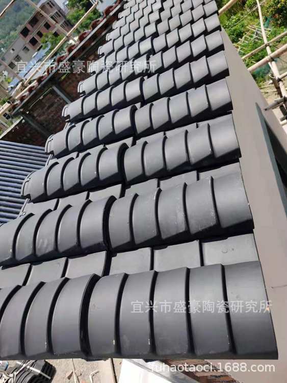 徽派新款中式仿古连体小青瓦 轻质灰色陶土古建筑屋面瓦可安装