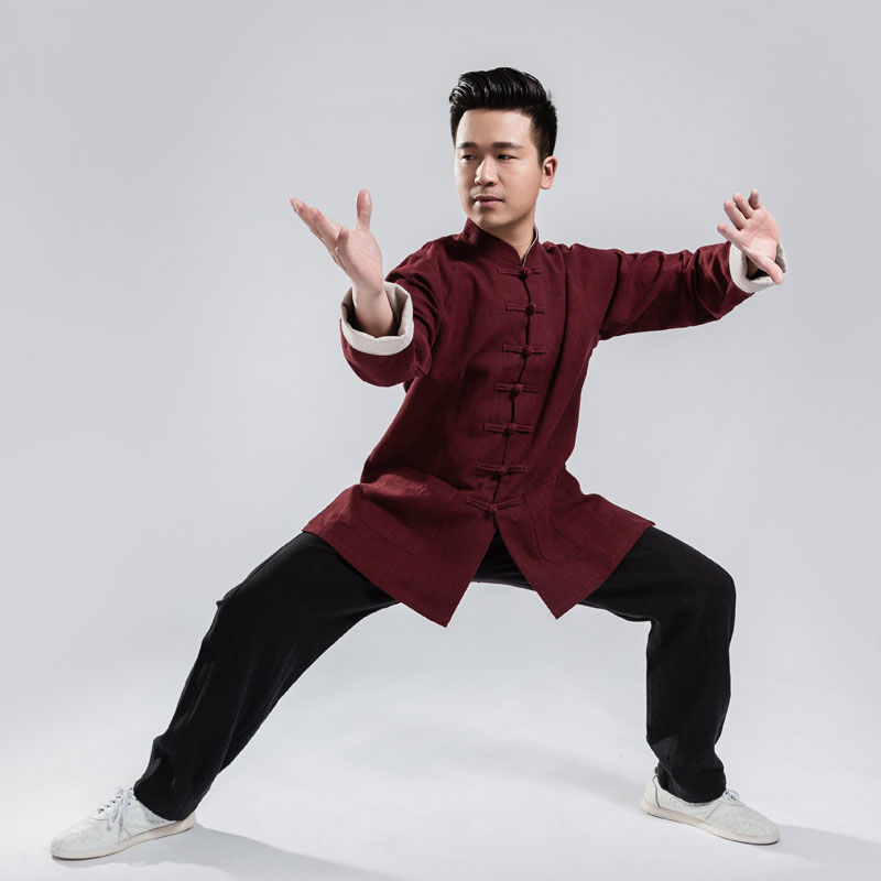 陈家沟中式太极服男女中国风春秋季肌理麻传统老粗布晨练武术套装