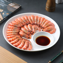 创意子母盘菜盘水饺专用盘简约精致高级感餐盘带醋碟虾盘白色盘子