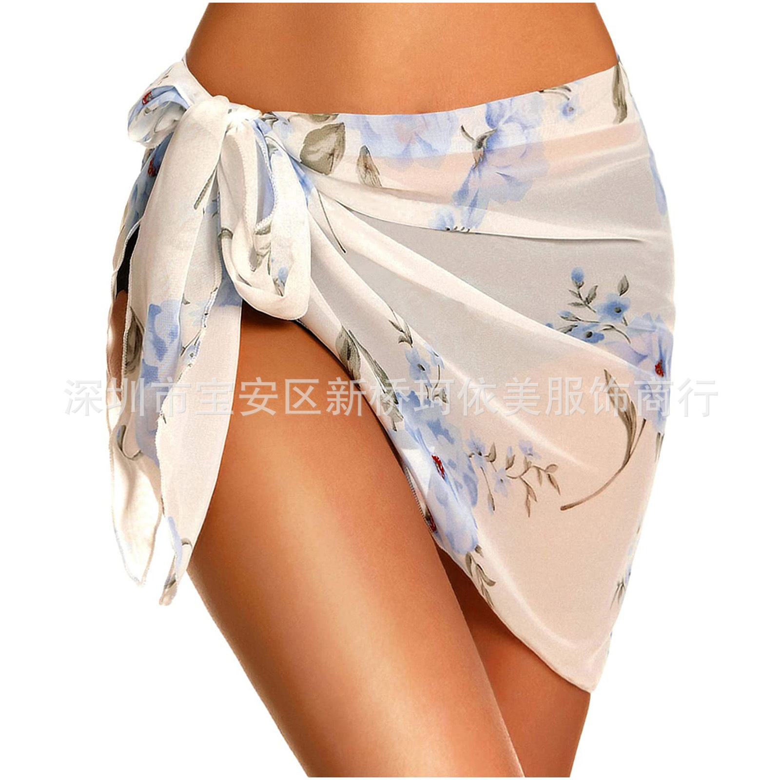 Women's Short Gauze Beach Wrap Skirt European and American Fashionable See-through Bikini Wrap Chiffon Blouse Swimsuit