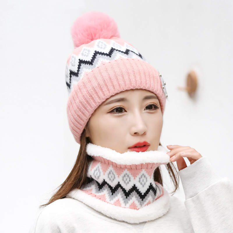 Women's Hat Winter Fleece-Lined Thickened Woolen Cap Windproof Warm Ear Protection Autumn and Winter Korean Style Versatile Knitted Cycling Cap