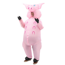 跨境充气服装站立猪粉色亲子活动派对行走道具厂家可爱表演充气装