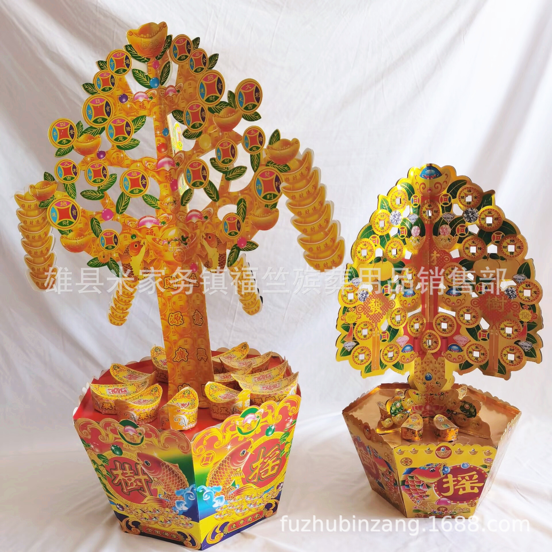 福竺殡葬用品厂家批发纸活纸扎 大号 摇钱树 彩金摇钱树 祭祀纸品
