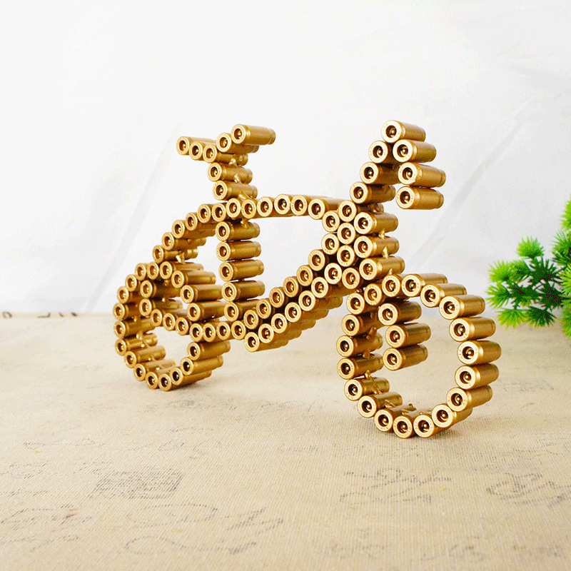Metal Shell Case Bike Model Ornaments Hand Recycling Shell Case Electric Welding Manufacturing Home Decoration Crafts