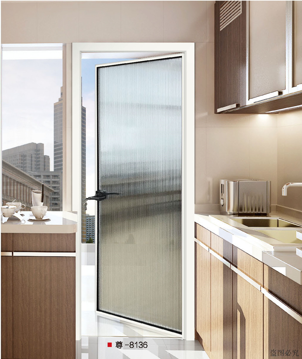 钛镁铝合金浴室厕所门 超白长虹玻璃卫生间平开门 7mm极窄平开门