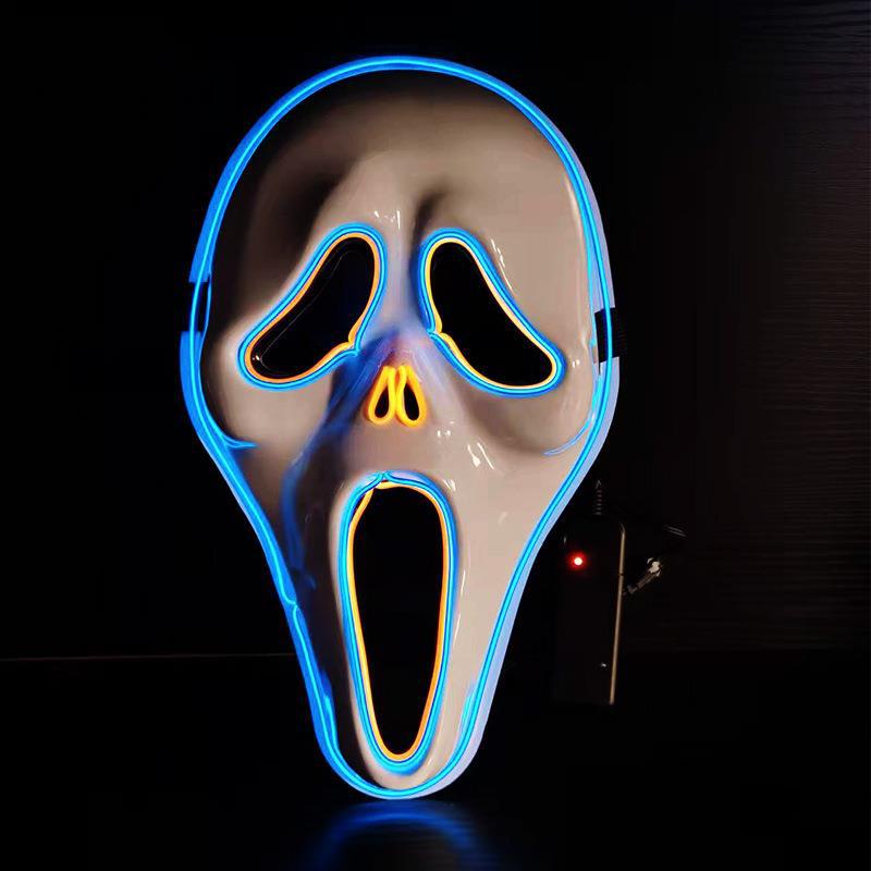el发光面具尖叫恐怖鬼亚马逊外贸热销款式工厂万圣节搞怪闪光道具