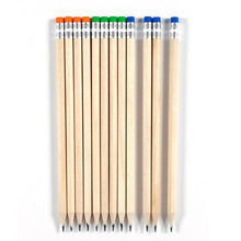 原木色HB铅笔圆杆彩色橡皮擦安全不断芯铅笔儿童学生专用写字素描