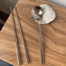 筷子勺子套装304不锈钢餐具家居家用两件套学生便携式筷叉勺厂