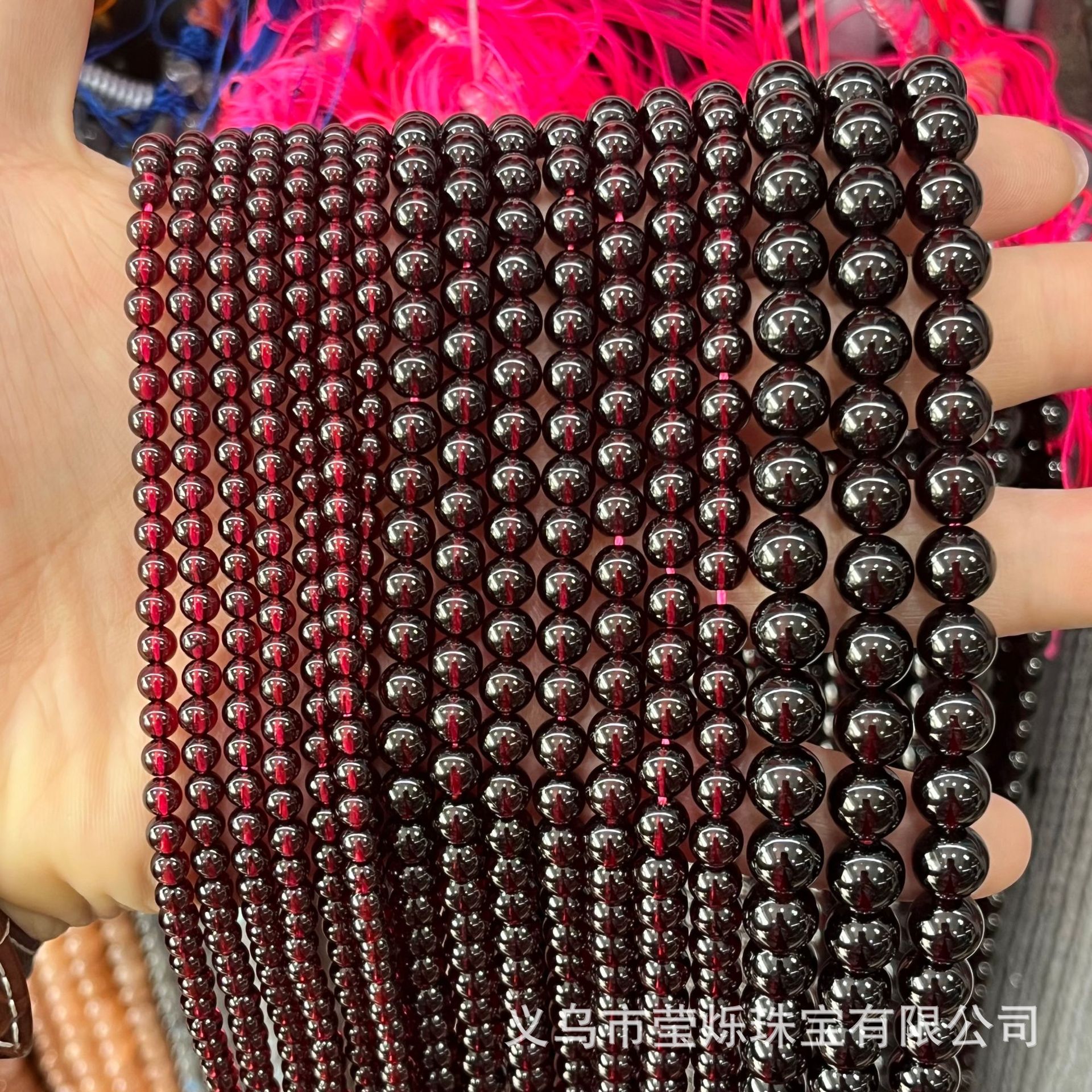天然7AAA特级石榴石圆珠散珠手工DIY手串项链古风发簪服装饰品