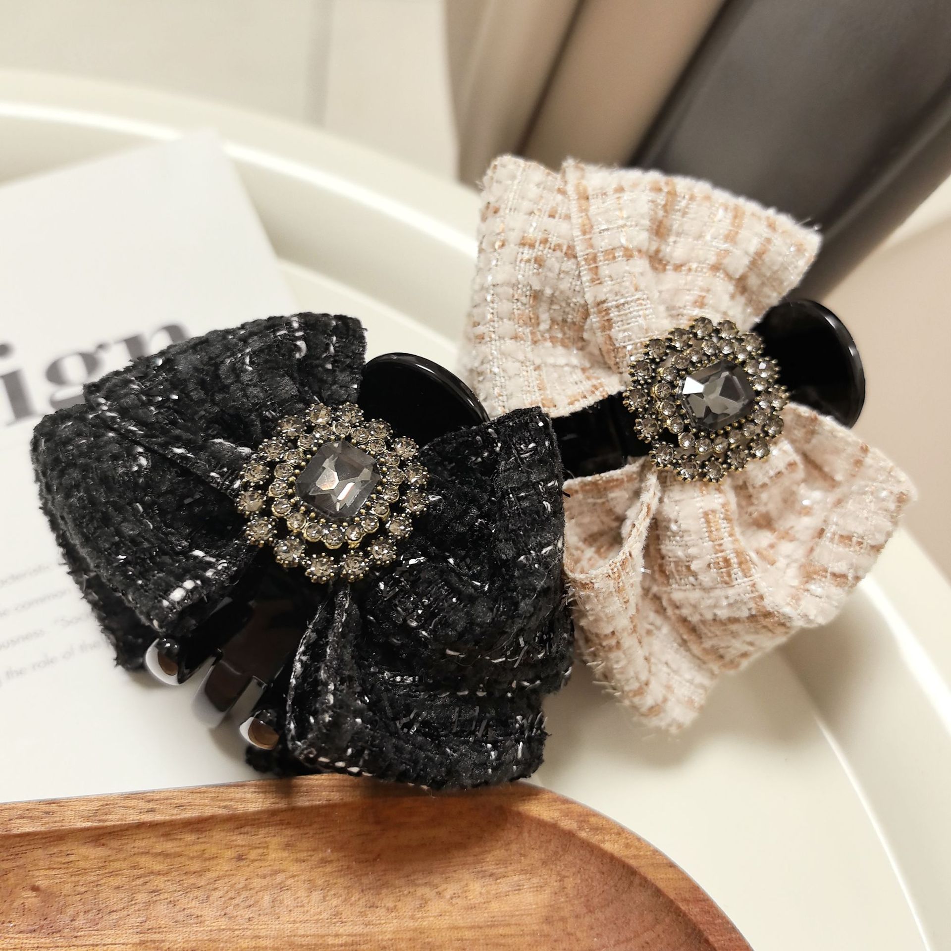 韩版时尚经典小香风迷你小蝴蝶结气质款马尾夹抓夹头饰发饰发夹