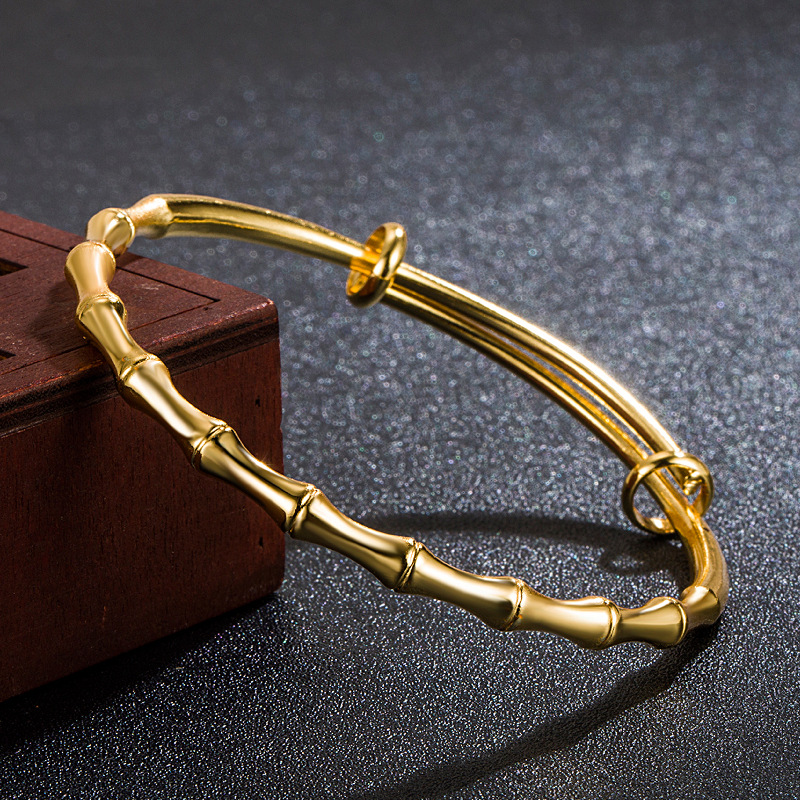 热卖越南沙面金竹节推拉手镯 节节高升古法传承骨头竹节手镯手环