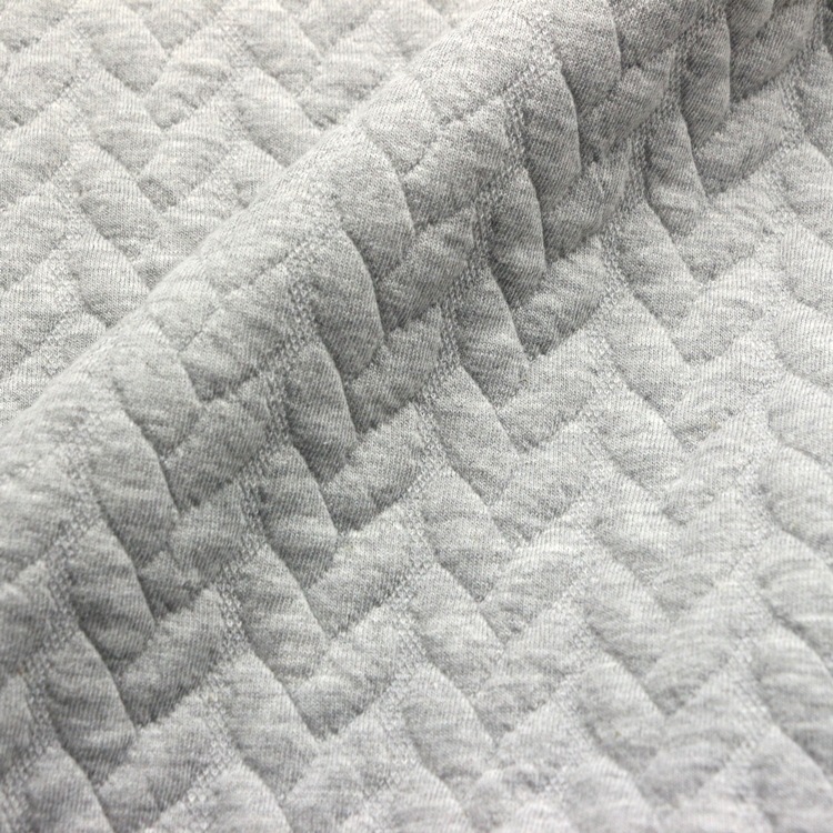 麻灰辫子提花空气层面料氨纶棉涤麻花绳子提花3d夹丝布空气层布料