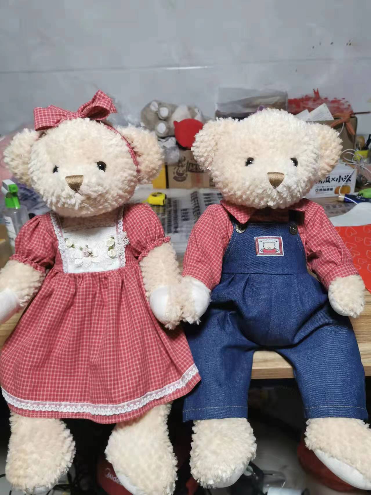 Factory Direct Sales Wedding Bed Doll Wedding Gift Couple Teddy Bear Plush Toy Doll Magnet Bear Delivery